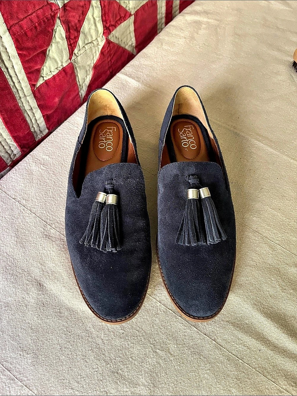 Franco Sarto Hartlie Tassel Loafer Suede Deep Navy US 9.5
